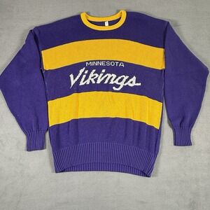 Rare‎ Vintage Minnesota Vikings Sweater Large L Cliff Engle Long Sleeve Striped